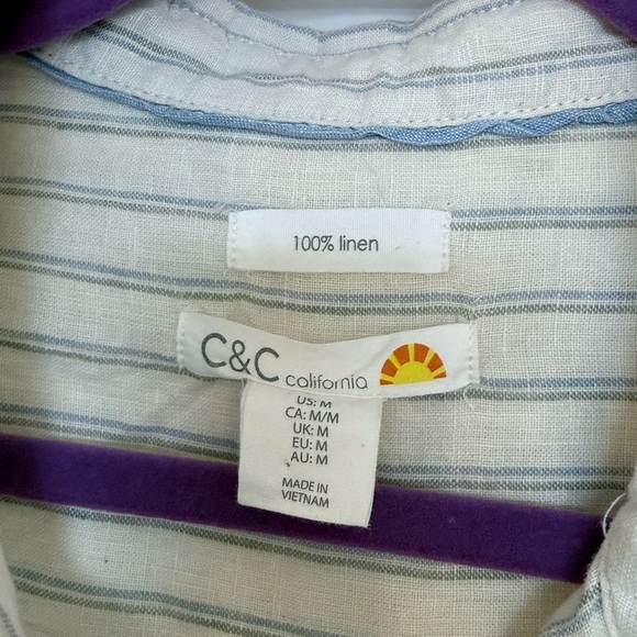 C&C California 100% Linen Button Down Dress Coastal Cowgirl Size Medium - Picture 2 of 7